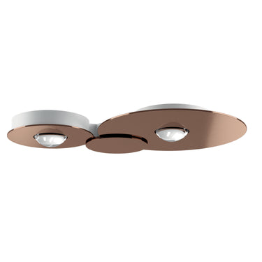 Lodes Bugia Double ceiling light showing indirect and direct LED illumination