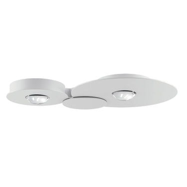 Bugia Double LED flush mount fixture with crystal lenses and soft diffused glow