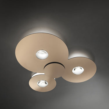 Designer Italian ceiling light Bugia Triple with compact round metal and methacrylate design