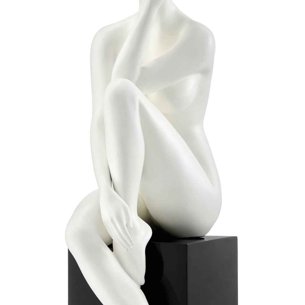 Finesse Decor Matte White Antoinette Doll Sculpture With Black Base