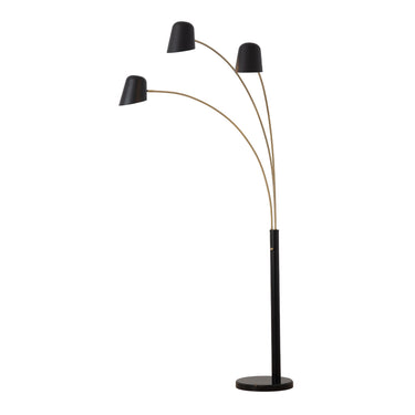 Nova of California Culver 3 Light Arc Floor Lamp 86 Matte Black Weathered Brass
