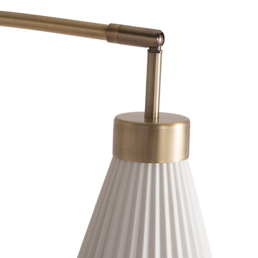 Nova of California Concord Bone Porcelain Shade 3 Light Arc Floor Lamp 85 Weathered Brass Walnut