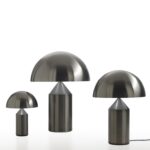 Modern Italian Atollo table lamp in nickel finish for luxury bedroom interiors