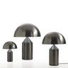 Modern Italian Atollo table lamp in nickel finish for luxury bedroom interiors
