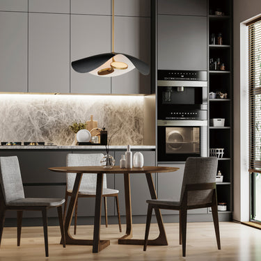 ET2 Carmen disc shade pendant in Black / Gold, lifestyle view 2