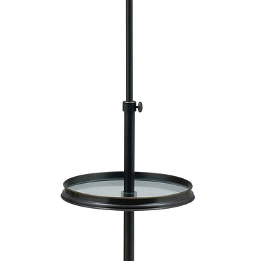 House of Troy Club Adjustable Oil Rubbed Bronze Floor Lamps with glass table