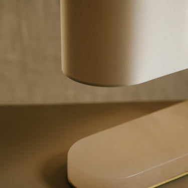 Close-up of the Columbo alabaster shade resting on its polished plinth