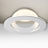 Cue circular LED semi-flush in white, straight-on | Besa Lighting