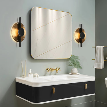 Pair of Matte Black Wall Sconces in Bathroom
