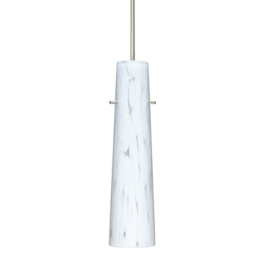 Carrera handcrafted glass pendant by Besa Lighting with contemporary metal hardware