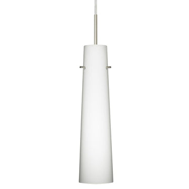 Besa Lighting Camino pendant featuring handcrafted Opal Matte glass with contemporary metal hardware