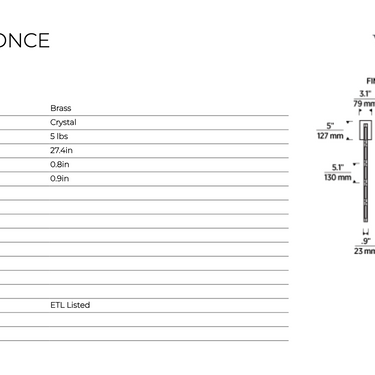 Designer Wall Sconce: Catena 26" by Visual Comfort - Line Drawing
