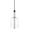 Handcrafted Cathedral Pendant Light with clear glass shade and sleek brass rod. 