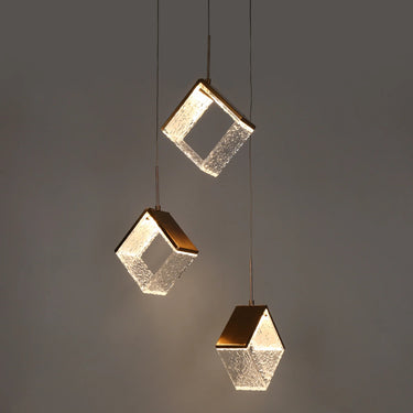 Geometric Brass LED Chandelier - Cendrillon Collection, 17" 