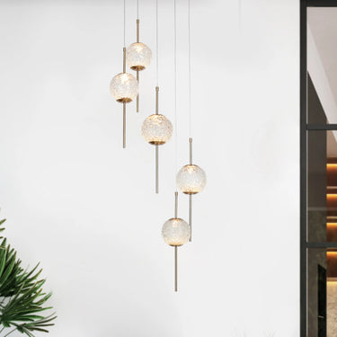 LED Cluster Chandelier, Brass, 5-Light, 14 inch - Cenlindes
