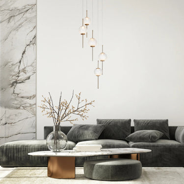 Glam Brass Chandelier with LED Lights for Low Ceilings - Cenlindes 14"