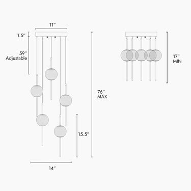 Sparkling Crystal & Brass 5-Light Chandelier, 14" - Cenlindes Glam Design 