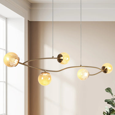 Kitchen Island Pendant Light - Cenlindes 5-Light LED Modern Brass Cluster