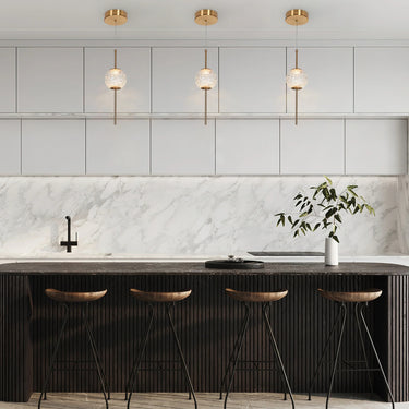 Cenlindes Brass Globe Pendant - 4.5 Inch LED Hanging Ceiling Light (