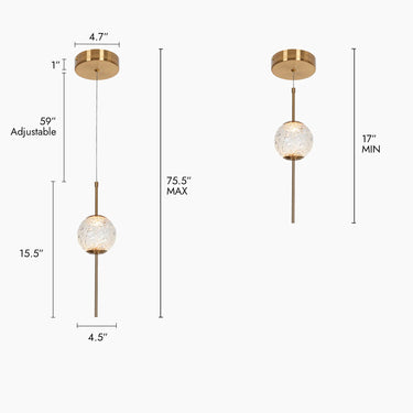 Cenlindes 1-Light LED Pendant - 4.5" Brass Globe for Kitchen Island 