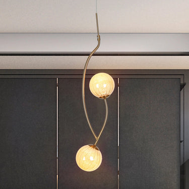 Cenlindes 6.5" Brass LED Chandelier | 2 Globe Lights | Contemporary Lighting Fixture 