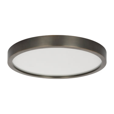 Dark bronze round flush mount, 90 CRI LED, dimmable for dining room lighting