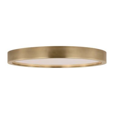 Natural brass 18 inch circular LED flush mount ceiling light, Kelly Wearstler Cerne design