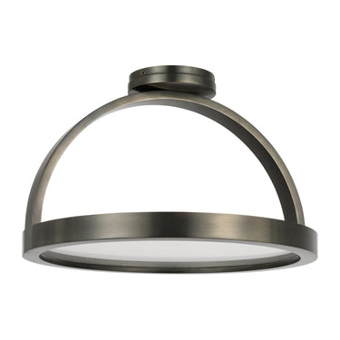 Cerne Large Semi Flush Mount, dark bronze finish, warm LED light for low ceilings