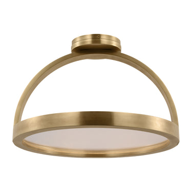 Contemporary natural brass ceiling fixture, Cerne Large Semi Flush, dual light direction