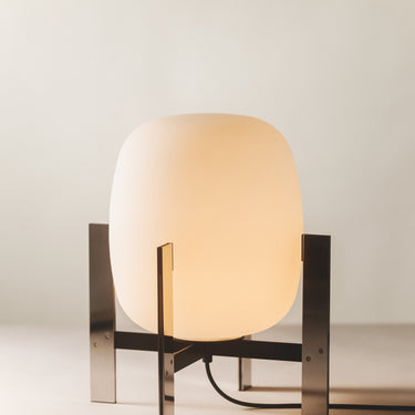 Santa & Cole Cesta Metalica table lamp in stainless steel