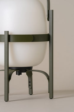 Miguel Milá's Cestita Alubat Rechargeable Outdoor Lamp in English Green