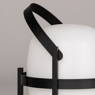 Weatherproof Cestita Alubat LED Lamp by Santa & Cole - Black Finish with White opal polyehtylene lampshade