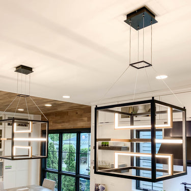 ET2 Chamber cube frame pendant in Black / Gold, lifestyle view 4