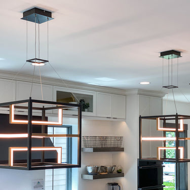 ET2 Chamber cube frame pendant in Black / Gold, lifestyle view 5