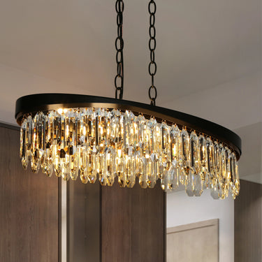 Crystal Chandelier for Dining Room: Zephyrine 28" Oval Glam