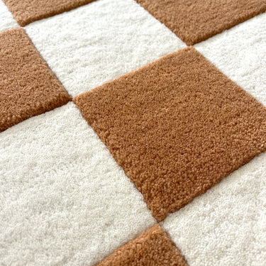 Terra Brown & Off White Checkerboard Rug by Maison Deux, photo 2