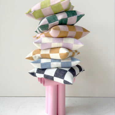 Kiwi & Pink Checkerboard Cushion Cover by Maison Deux, photo 2