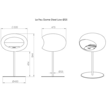 Dome Chromed Rose Gold Ground Steel Low Fireplace by LE FEU