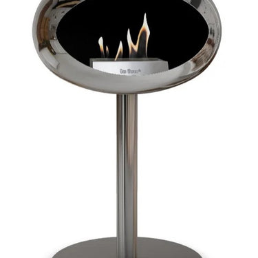 Dome Chromed Silver Ground Steel Low Fireplace by LE FEU