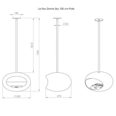 Dome Chromed Silver Sky Fireplace by LE FEU