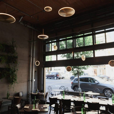 Graypants Chrona Horizontal | Round Brass Accent Light with Warm White LED for Hotels & Office