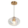 Hand-Blown Iridescent Globe Pendant Light by Chrysaorican - Brass Finish