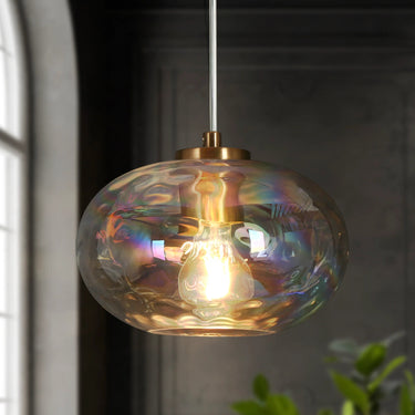 Modern Globe Pendant Lighting with Iridescent Glass - Chrysaorican Collection