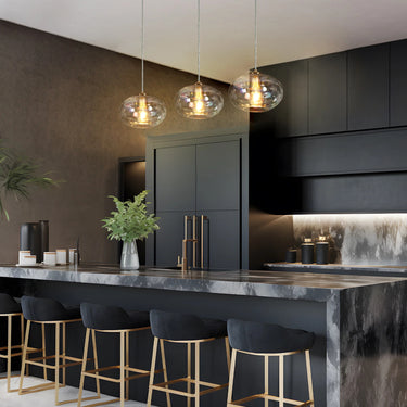 Ambient Glow 3-Globe Pendant: Chrysaorican Iridescent Glass Island Light