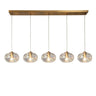 Chrysaorican Luxury Linear Pendant Light - 5 Iridescent Globes, Adjustable Height
