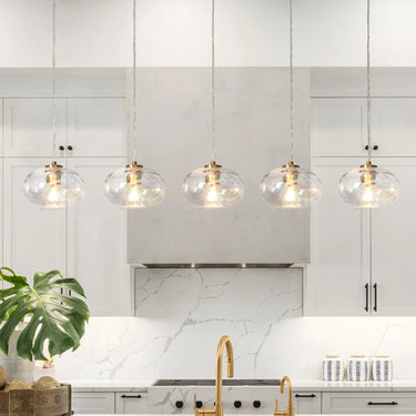 Ambient Lighting - 5-Globe Iridescent Modern Linear Pendant - Kitchen Island Light
