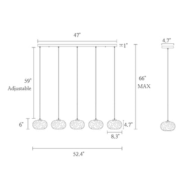 Dining Room Pendant Lighting - Modern 5-Light Iridescent Linear
