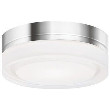 Chrome  finish round flush mount, contemporary ceiling light, 12 watt LED, 90 CRI
