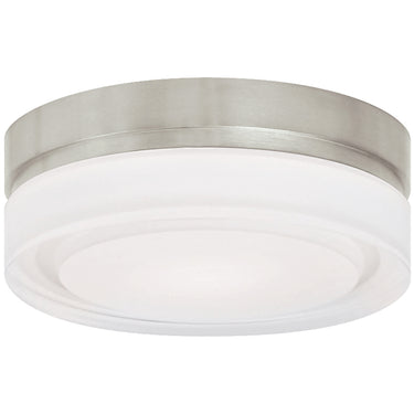 Satin Nickel small round ceiling light, flush mount for low ceilings, modern design