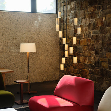 Cirio Cascada pendant light with polished brass shades for luxury homes and commercial spaces